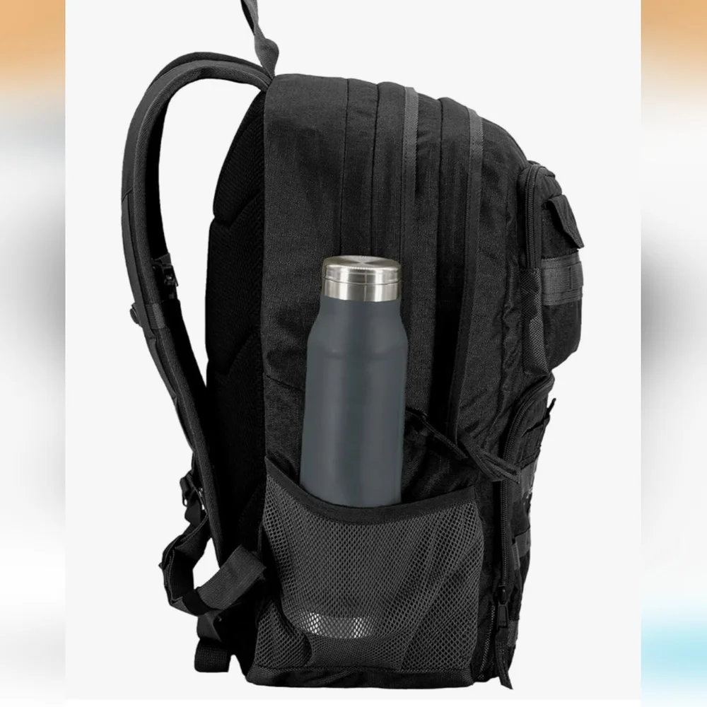 Eddie Bauer Cargo Tactical Backpack Black W/ Orange Accents Pockets 30L